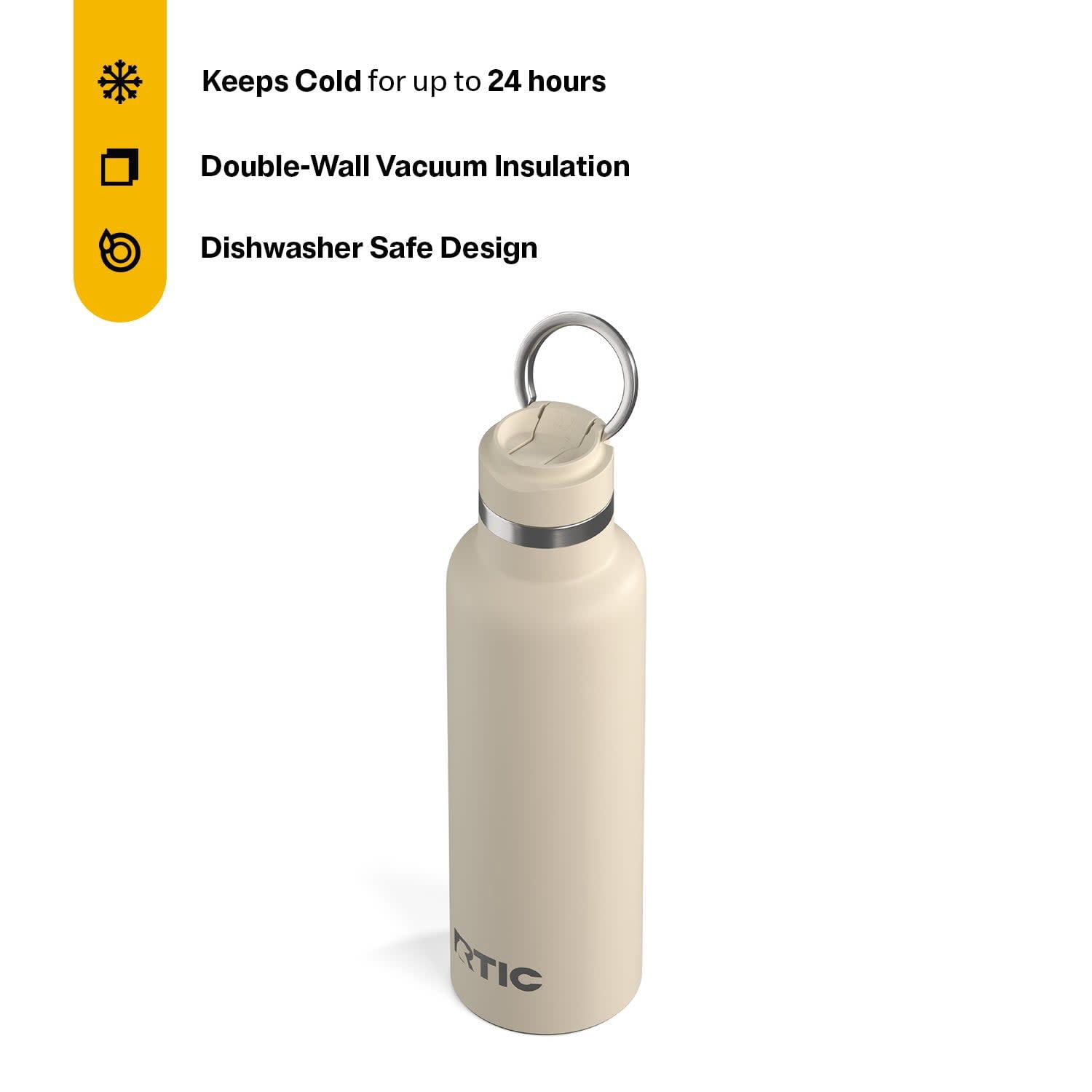 RTIC 20 oz Ceramic Lined Insulated Journey Water Bottle, Leak-Proof Lid, Beach