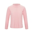 thumbnail image 3 of dPois Girls Basic Stretch Tees 3 Packs Long Sleeve T-Shirt Fleece Undershirt Thermal Base Layer Tops Pink 140, 3 of 7