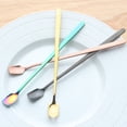 thumbnail image 4 of Inteprter Mango largo té helado café helado cuchara de acero inoxidable leche bebida fría cucharas para revolver Cocina y Comedor Oro rosa Inteprter JJ17475-03, 4 of 6