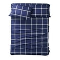 thumbnail image 3 of Truly Soft Printed Windowpane White and Navy Polyester 4-Piece King Sheet Set, geometric themed, for Men and Women, OEKO-TEX Certified Confidence, 3 of 6
