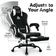 CELTOSS White Office Gaming Chair with Footrest & Lumbar Support, Ergonomic Adjustable Computer Chair with Swivel Seat & Headrest