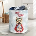 thumbnail image 3 of Hello Welcome Winter Cairn Terrier Holding Snow Globe Snowman Foldable Laundry Basket Cairns Dog Lover Organizer Storage with Handles - 13015, 3 of 5