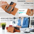 thumbnail image 4 of Allytechgroup Wallet Case for Samsung Galaxy S24+ with Detachable Cards Holder, Compatible with Mag-safe PU Leather Stand Shell Shockproof Protective Magentic Back Cover for Women Men, Brown, 4 of 10