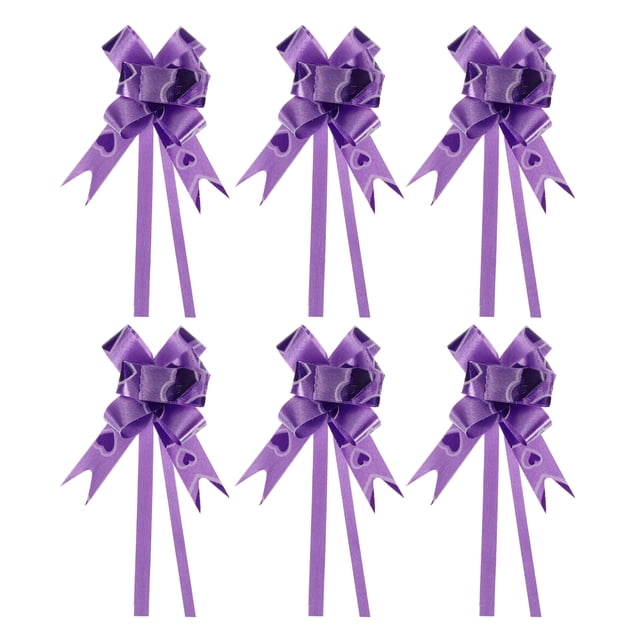 Unique Bargains 8' Pull Bows Gift Wrapping Pull Bow Heart Pattern Baskets Present Bows Knot Ribbon Purple 100 Pcs
