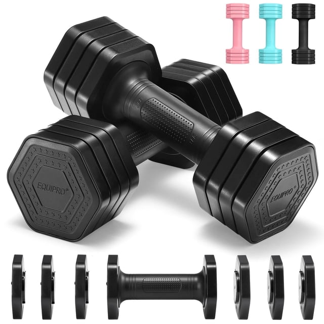 Set de mancuernas ajustables Equipro de 2 a 5 lb con mango suave de TPU
