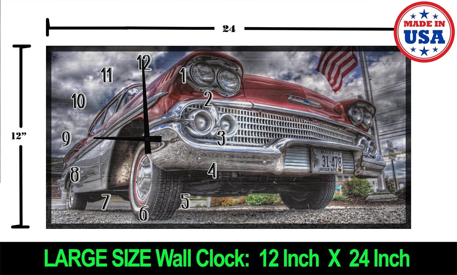 Buy Vintage Car Wall Clock Chrome And Red Old School Classic Car
