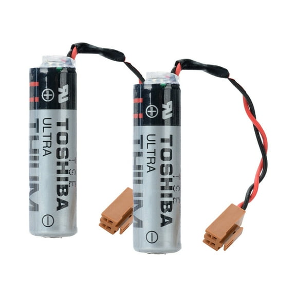 (2-Pack) ER6V/3.6V 2400mAh Replacement Lithium Battery with Brown Plug for PLC Battery and M64 System