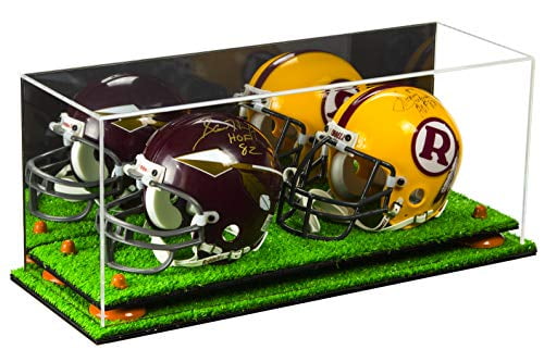 Clear Acrylic Plexiglass with Risers not Full Size Better Display Cases 2 Mini Football Helmet Display Case 