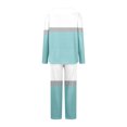 thumbnail image 4 of Tnhcen 2-Piece Women's Summer Pajamas Sets Casual Color Block Knit Lounge Set 2 Piece Crew Neck Loungewear Outfits with Pocket S-3XL, 4 of 4