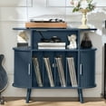 thumbnail image 6 of LELELINKY Record Player Stand with Storage, Mid-Century Record Player Table with Power Outlet, Vinyl Record Storage Shelf for Living Room (Blue), 6 of 8