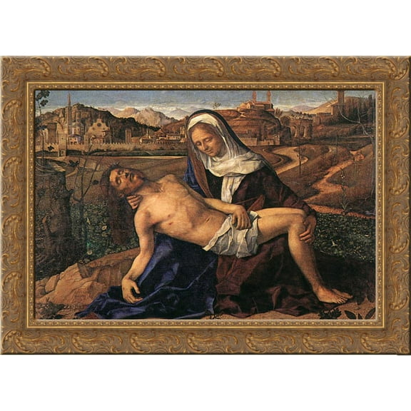 Pieta 24x20 Gold Ornate Wood Framed Canvas Art by Bellini, Giovanni
