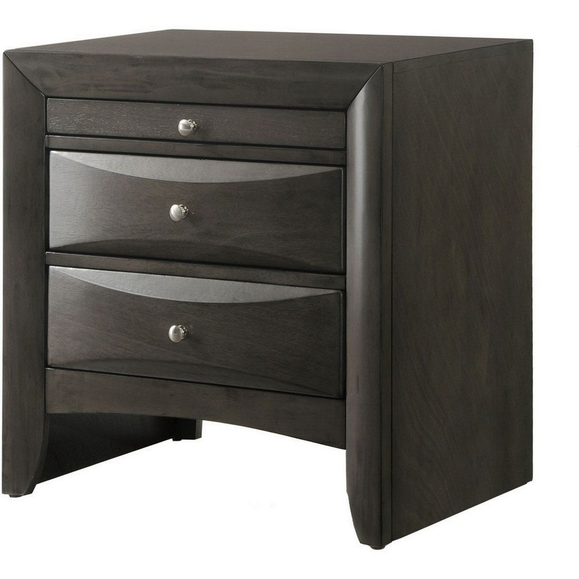 Wooden Nightstand with Two Drawers and Pull Out Tray, Brown Walmart