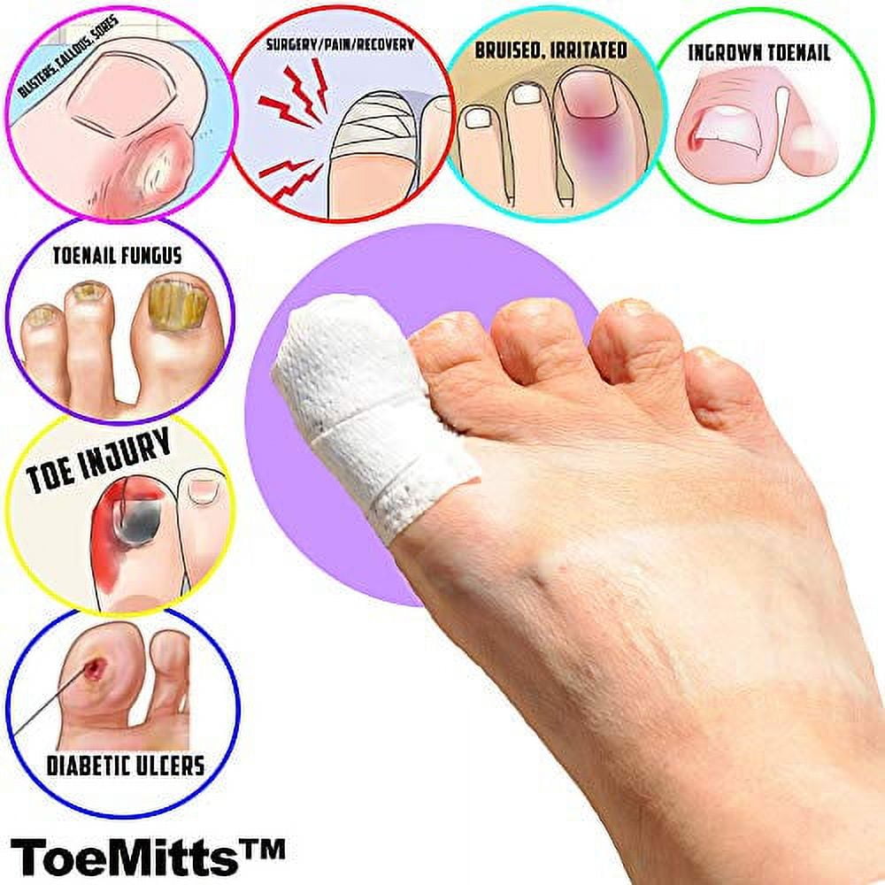 ToeMitt Big Toe Bandages Non-Adhesive (Full Coverage Big Toe Bandage) (Large 10-Pack)