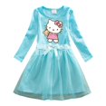 thumbnail image 3 of Ropa para niños de Hello Kitty, nuevo vestido de algodón de dibujos animados, falda de hilo de red con lazo a la moda de otoño para niñas, Falda plisada dulce para bebé, 3 of 5