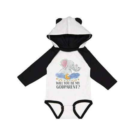 

Inktastic Will You Be My Godparent Elephants Moon and Stars Gift Baby Boy or Baby Girl Long Sleeve Bodysuit