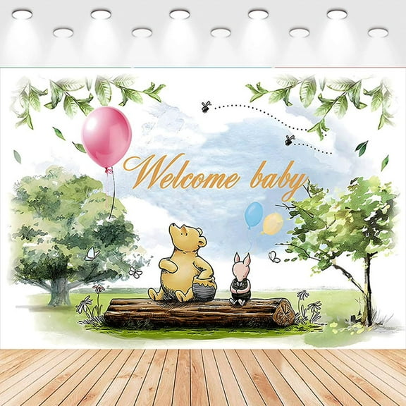 5 X3ft Winnie the Pooh Cartoon Birthday Party Decorations Supplies, Masks Party Photography Backdrop Photo Decor Banner, Kids Boys Baby Shower Photography Backdrop