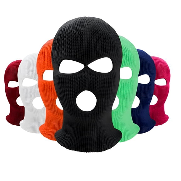 TELOLY Unisex Full Face, 3 Hole Full Face Mask Ski Mask, Winter Cap Knitted Face Mask, Balaclava Warm Outdoor Windproof Beanie Hat, Breathable Motorcycle Winter Full Face Shield Cap