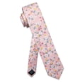 thumbnail image 2 of Cotton Floral Tie for Men 2.5" Printed Skinny Necktie Pocket Square Tie Clip Set Flower Wedding Party Groom Pink, 2 of 6