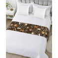 thumbnail image 5 of Bed Runner Scarf Queen Size, Coffee Stain Bed Runners & Scarves for Foot of Beds, Brown Retro Coffee Theme Beans Latte Tea Cup Decorative Bedding Runner Scarf for Hotel Home Bedroom, 5 of 6
