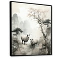 thumbnail image 2 of Designart "Oriental Design Gentle Lamb Sketch I" Asian Floater Framed Wall Art Print, 2 of 7
