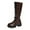 Brown, variant on Rokment Women's Fall Winter Knee High Motorcycle Riding Boots Punk Leather Buckles Mid Calf Chunky Tall Combat Boots