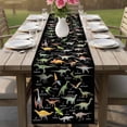 thumbnail image 4 of Black Dinosaur Table Runner 60 Inches, Vintage Letters Farm Animals Bed Runner Dresser Scarves Tabletop for Indoor Outdoor Parties/Ceremony/Banquet, 13" x 60", 4 of 8