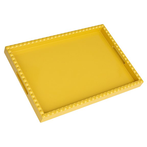 Creative Co-Op Sunny Wood Tray with Handles, Yellow