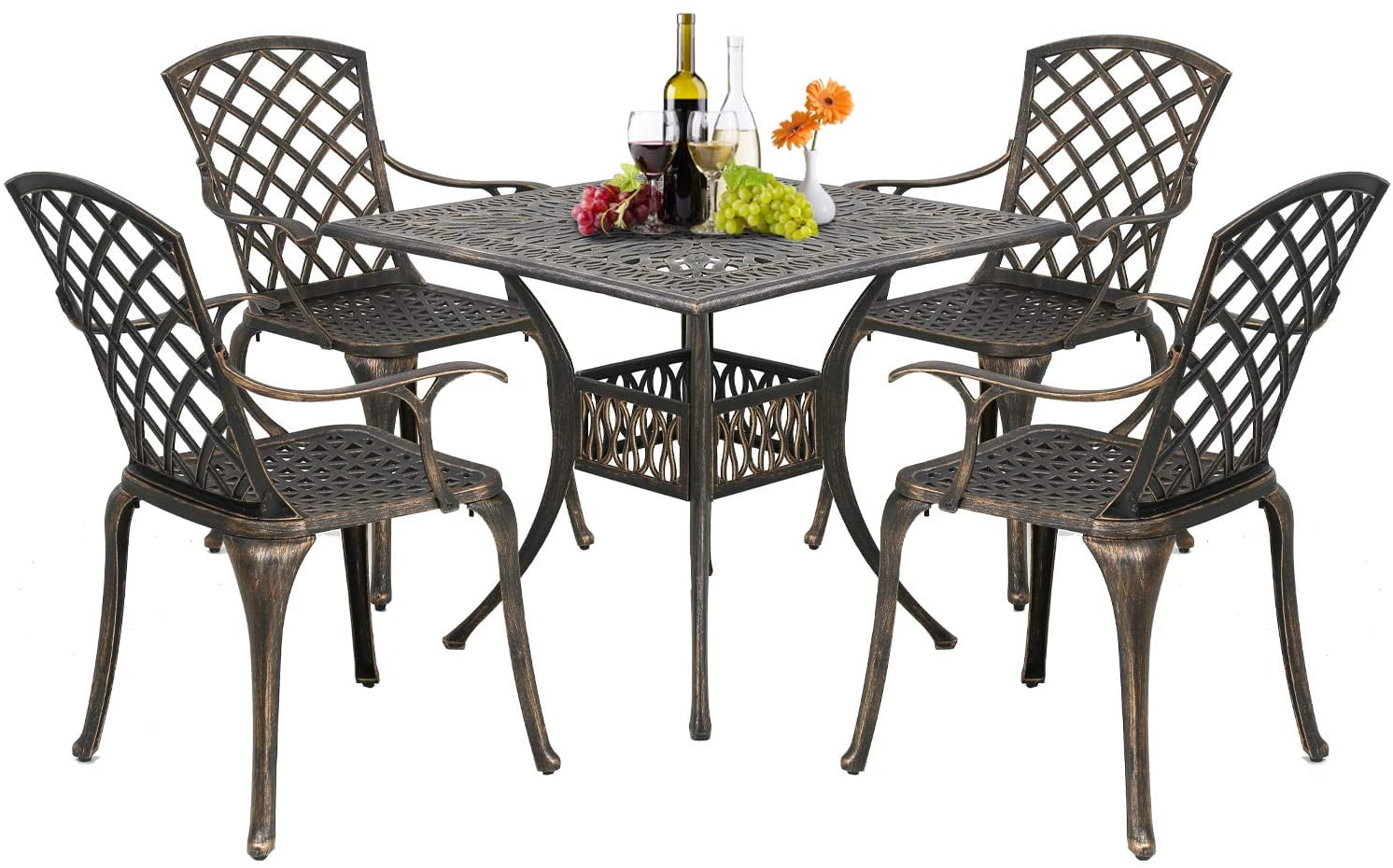 Fdw Outdoor Dining Table Set Patio Dining Set Dining Chairs Set Of 4 Wrought Iron Patio