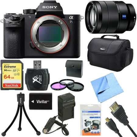 Sony a7S II Full-frame Mirrorless Interchangeable Lens Camera 24-70mm Lens Bundle includes a7S II Body, 24-70mm Full Frame Lens, 67mm Filter Kit, 64GB Memory Card, Reader, Beach Camera Cloth and