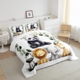 thumbnail image 3 of Manfei Jungle Panda Queen Comforter Set,Rustic Plant Leaf Bedding Sets,Zoo Elephant Zebra Bedding Comforter Set For Teens,Luxury Bedroom Decor Reversible,3-Piece, 3 of 8