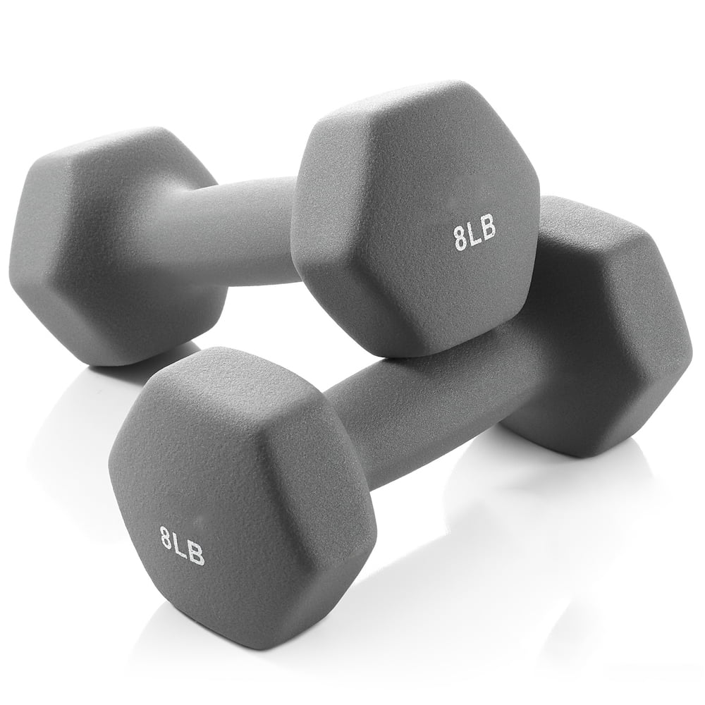 Basics Neoprene Workout Dumbbell Gray 8lb Neoprene Hex Dumbbell Hand