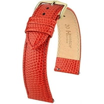 Hirsch Rainbow Leather Watch Strap - Red - M - 16mm - Shiny Gold Buckle - Bonded Leather Band