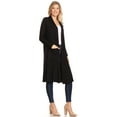 thumbnail image 2 of MOA COLLECTION Women's Solid Casual Loose Fit Long Sleeve Pocket Open Front Duster Cardigan, 2 of 5