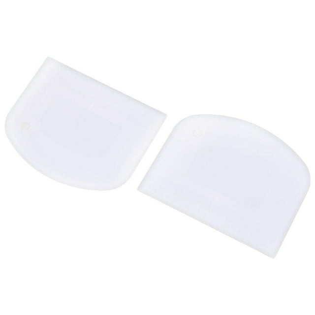 Harpily Cooking Utensils Plastic D Shaped Flour Bread Cake Dough Scraper Cutter Clear White 2pcs