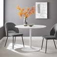 thumbnail image 2 of 40 Inch Dining Table, White, Wood, Metal, Mid Century Kitchen Cafe Bistro Hospitality Restaurant, Modern Contemporary HB34608, 2 of 7