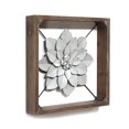thumbnail image 1 of Stratton Home Decor Décoration Murale Fleur en Métal Encadrée, Gris, 1 of 6