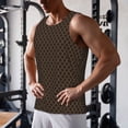thumbnail image 5 of Gukieu Brown Moroccan Trellis Print Men's Quick Dry Fitness Vest, Round Neck Sleeveless Fitness Bodybuilding Top-X-Large, 5 of 7