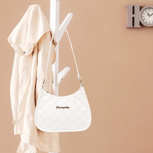 Bolso de hombro para mujer, bolso Hobo con cierre de cremallera, pequeño bolso de cuero PU para axila, bolso de mano para trabajo, fiesta en la calle, Blanco Yinane bolso acolchado