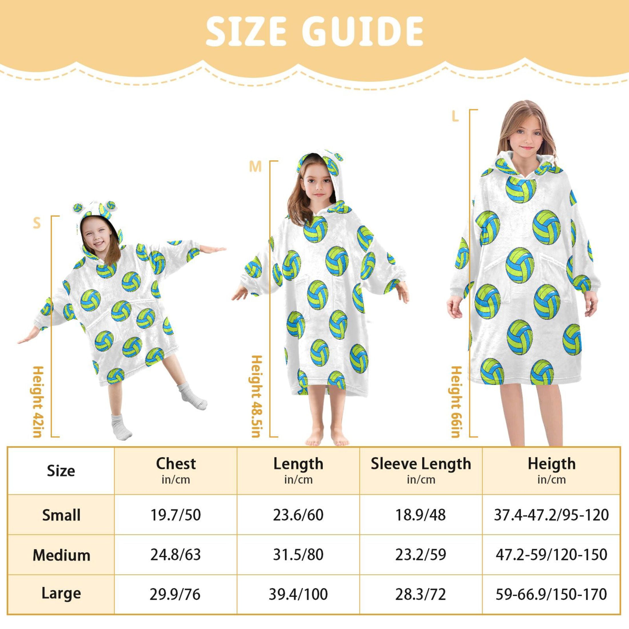 joogoo Wearable Blanket Volleyball Green Hoodie for Oversized Sherpa Hooded 3-14 YR M