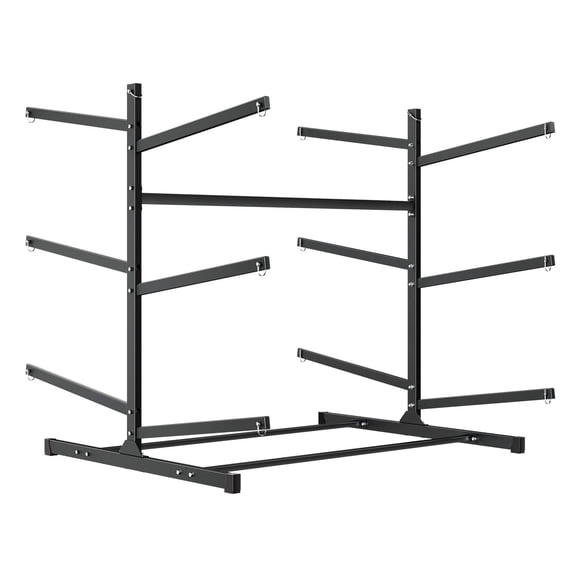 KFFKFF Freestanding Storage Rack for 6 Kayaks, 400 lbs Capacity, Durable Stand for Indoor or Outdoor Use in Garage, Shed, Dock, Suitable for Canoes, Small Boats, SUPs, Surfboards, and Paddleboards