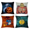 thumbnail image 1 of Divertida almohada de lino y algodón con estampado de calabaza para fiesta de Halloween, 1 of 2
