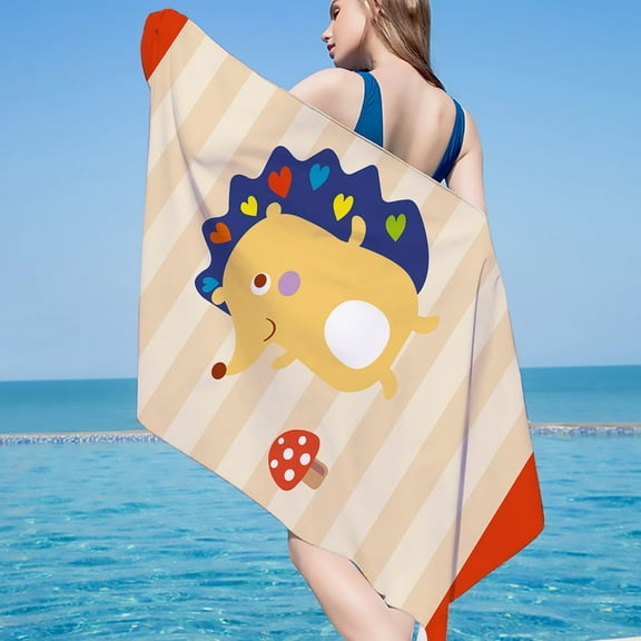 Holloyiver Microfiber Oversized Lightweight Beach Towel for Adults Kid, Reversible 30 x 60 Inch Extra Large Thin Quick Dry Sand Free Pool Towels for Travel Sport Camping Picnic Yoga Gym