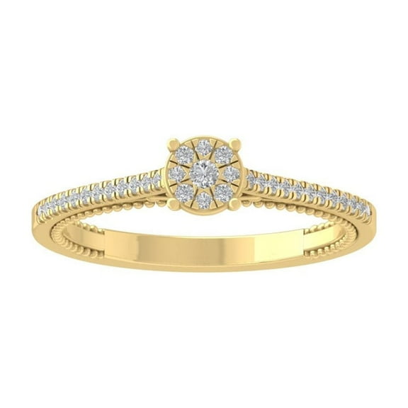 ARAIYA FINE JEWELRY 14K Yellow Gold Diamond Composite Cluster Ring (1/5 cttw, I-J Color, I2-I3 Clarity) Size 5.5