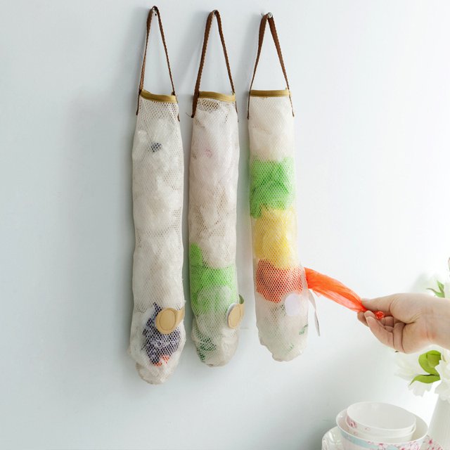Bolsas de almacenamiento de malla colgantes para verduras, papas, cebollas, ajos, bolsas de almacenamiento de red reutilizables largas y grandes para frutas, verduras, pimiento verde o Garba