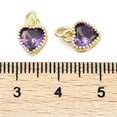 thumbnail image 3 of Real 18K Gold Plated Brass Inlaid Cubic Zirconia Charms with Jump Ring Long-Lasting Plated Heart Purple 9.5x7x4mm Jump Ring: 4x0.5mm 2.5mm Inner Diameter, 3 of 3