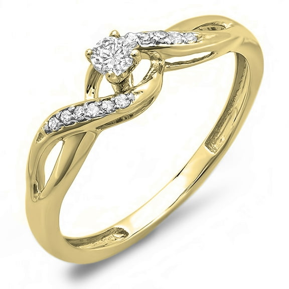 Dazzlingrock Collection 0.20 Carat (ctw) 14K Round Diamond Ladies Bridal Promise Engagement Ring, Yellow Gold, Size 10