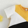 thumbnail image 4 of Gibobby Conjunto para bebé Niñas Camiseta de manga corta de retazos para niños pequeños, camisetas, pantalones cortos, trajes para niños(Amarillo, 12-18 Meses), 4 of 5
