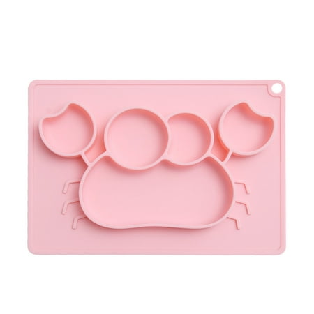 

Silicone Crab Shape Dining Tray One-piece Suction Cup Dinner Plate Meal Dish Tableware for Babies Kids (Pink)