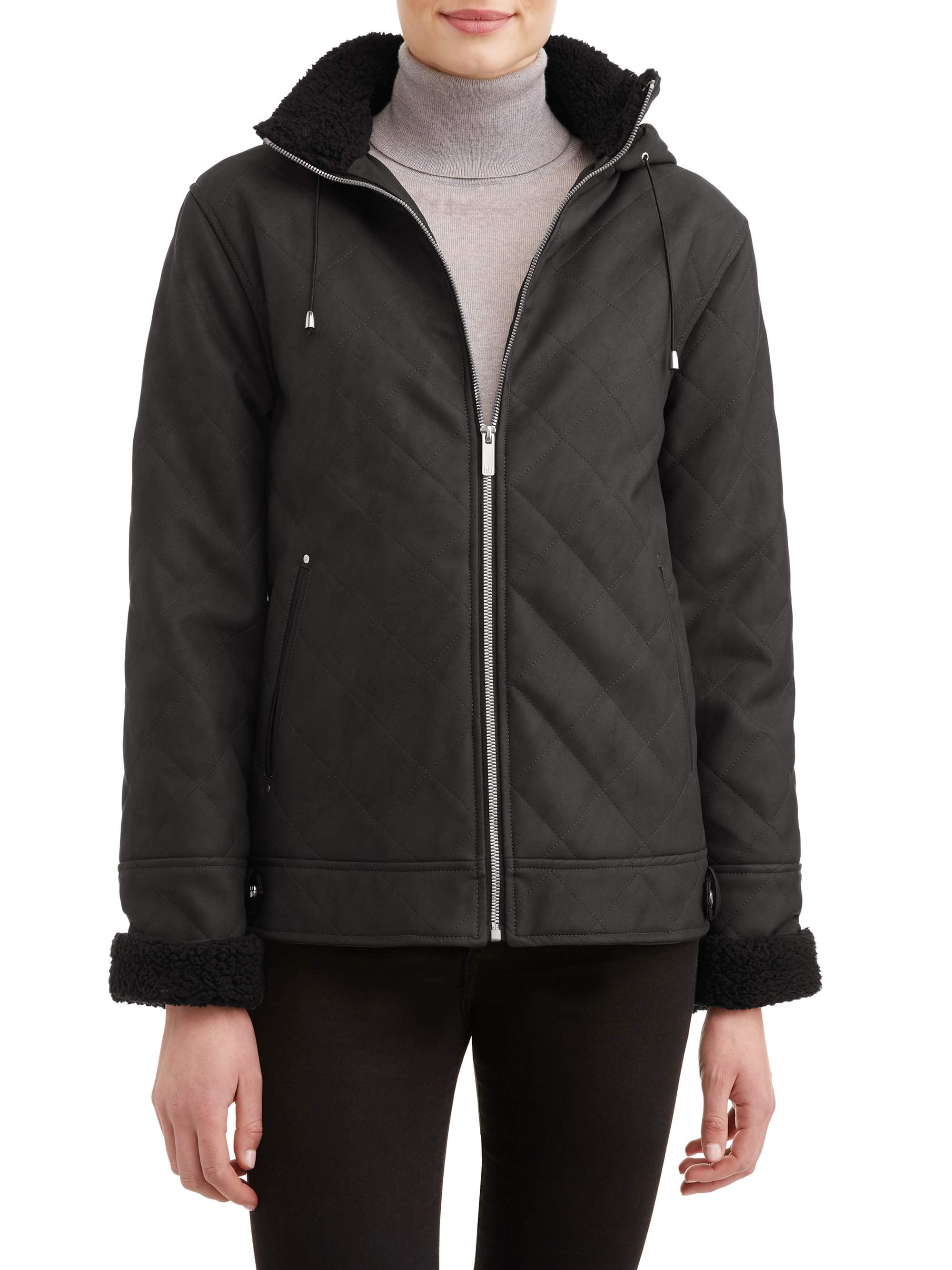 Black Diamond Quilt Sueded PU Coat 