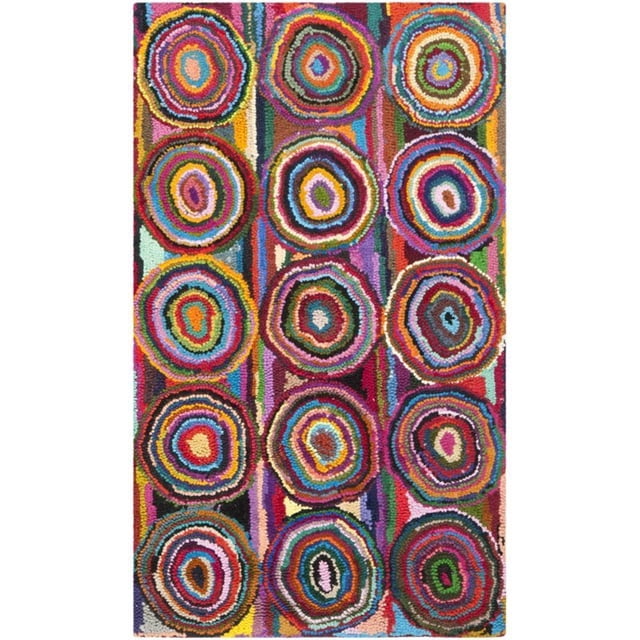 Safavieh Nantucket Collection NAN143A Handmade Abstract Geometric Abstract Art Pink and Multi Cotton Runner (2'3" x 14')